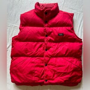 NEW! L.L. Bean Kids Goose Down Vest, Puffer, Red, Button Down, LG 14/16, Pockets